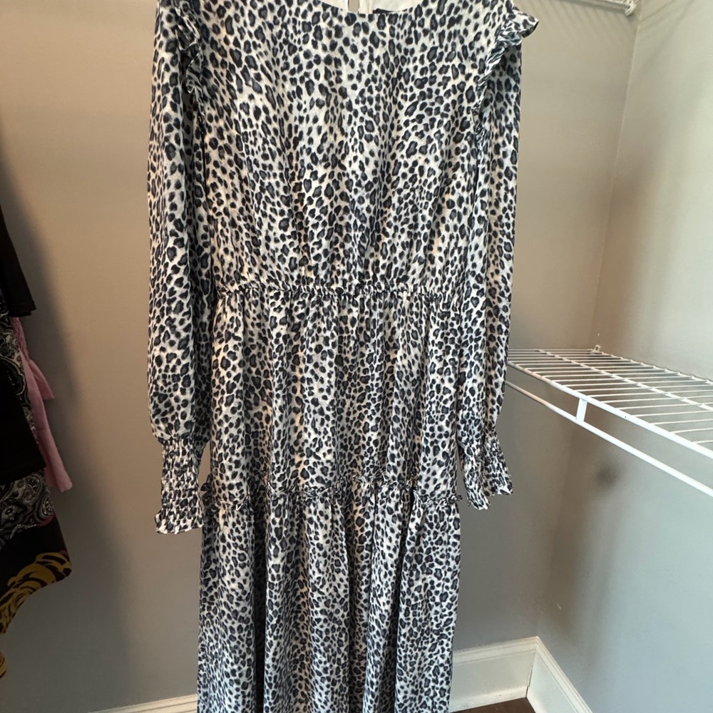 Sugarlips Black and White Animal Print Long Sleeve Dress
